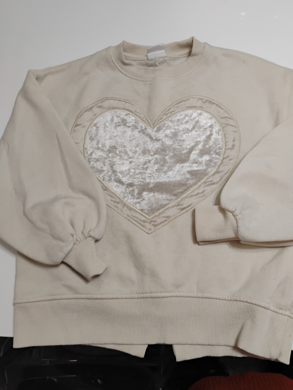 Zara Cream Velvet Heart Pullover Jacket
